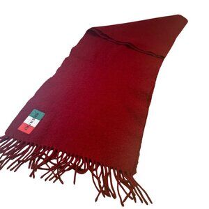 Made in Italy Wool Scarf Fringe Red Shawl Accessories